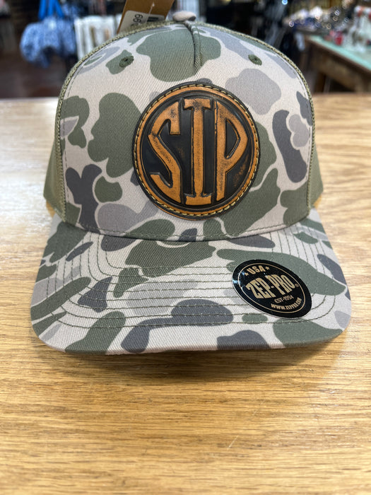 The "SIP" Green Old School Camo Hat
