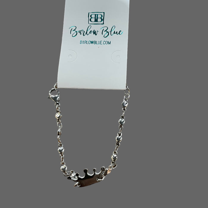 Silver Crown Charm Bracelet