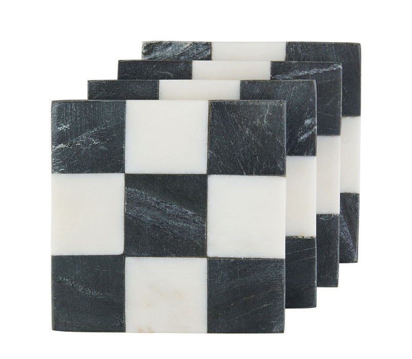 Square Checkered Coaster Set