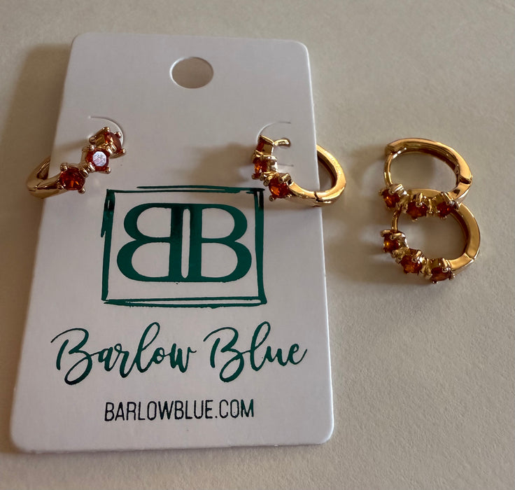Dainty Gold Birthstone Hoop Earrings
