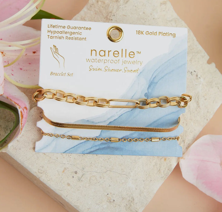 Waterproof Gold Snake Chain Bracelet Set