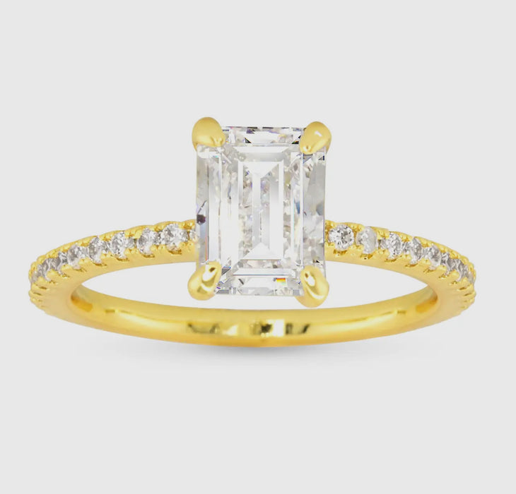 Gold Emerald Cut Solitaire Ring