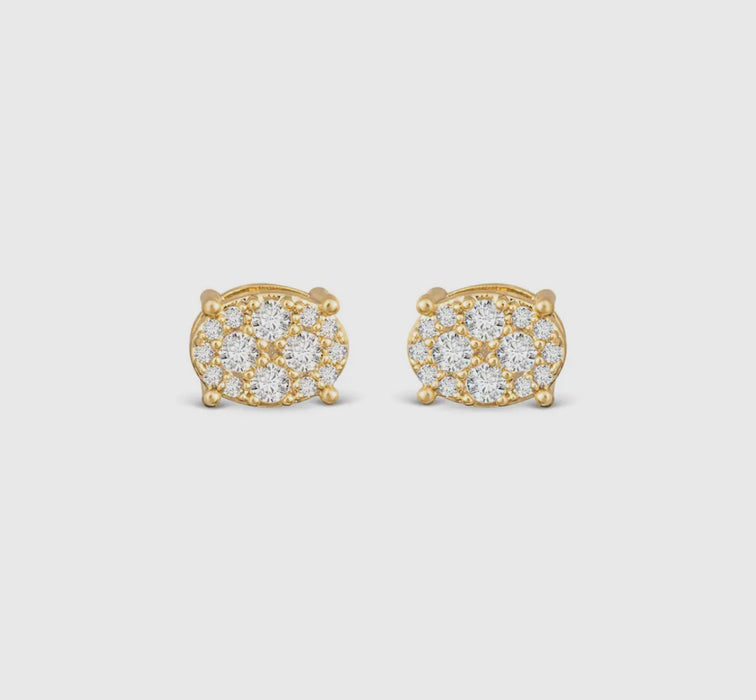 Pave Oval Stud Earrings