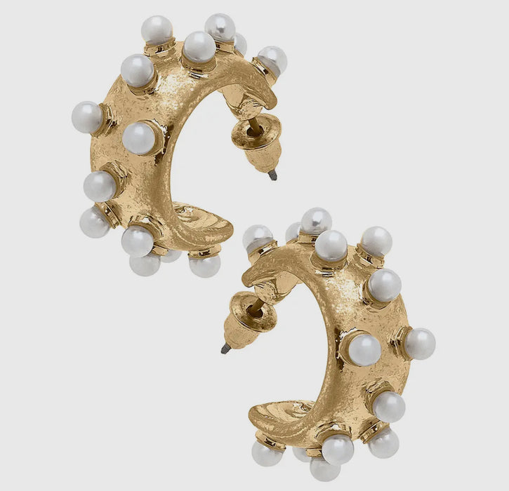 Persephone Pearl Studded Hoop Earrings