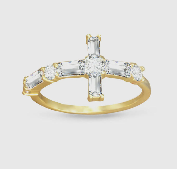 CZ Baguette Cross Ring - 3 Sizes!