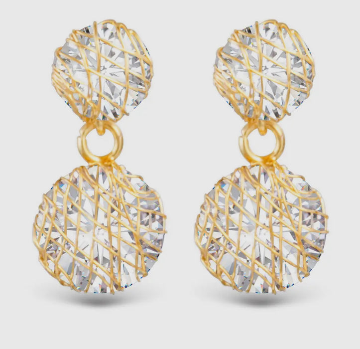 Wire Overlay CZ Drop Earrings