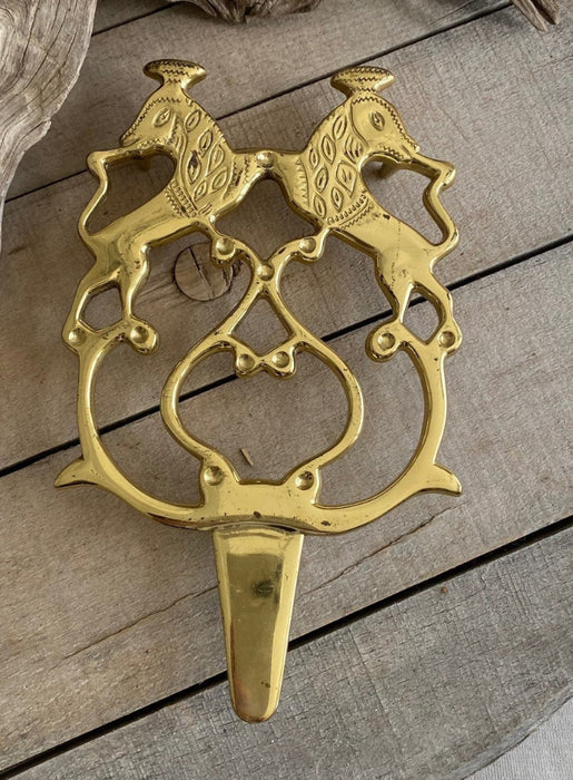 Vintage Brass Trivet featuring Double Lions.