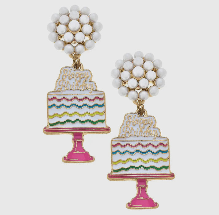 Birthday Cake Enamel Earrings