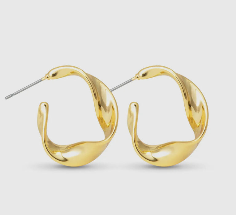 Ashley Gold Polished Twisted Hoop Earrings