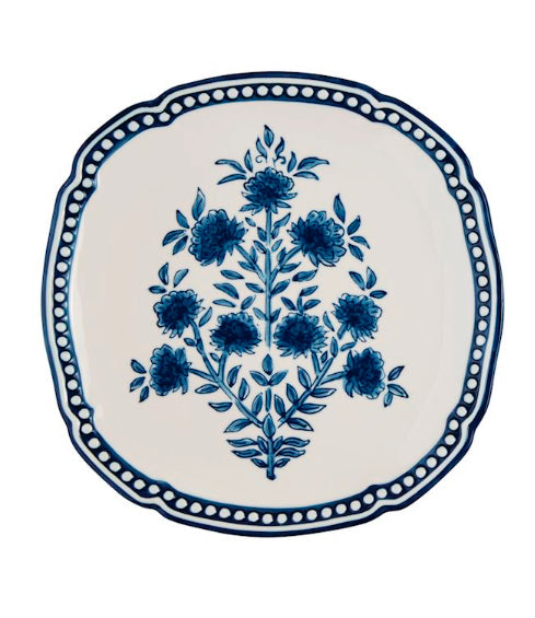 Blue Block Print Small Platter