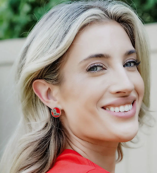 Ole Miss Rebels Disc Stud Earrings