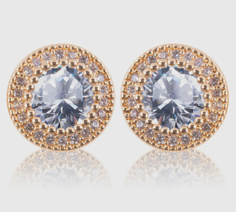 Ice Blu Round Halo Stud Earrings - 2 Colors!