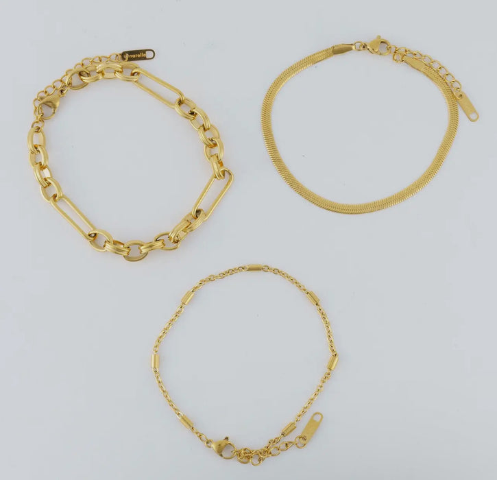 Waterproof Gold Snake Chain Bracelet Set