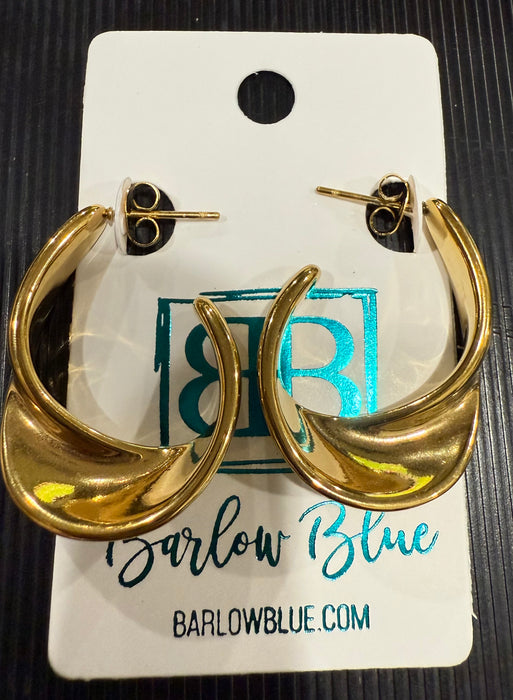Stainless Steel Waterproof Sculptural Hoop Earrings