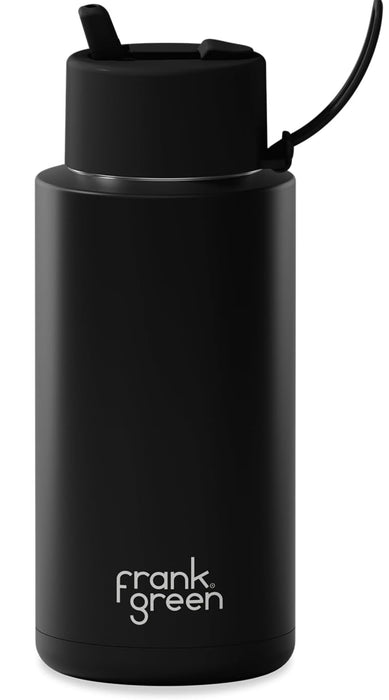 Frank Green 34oz Reusable Bottle with Flip Top Straw Lid and Strap. Perfect Spill Proof Option.