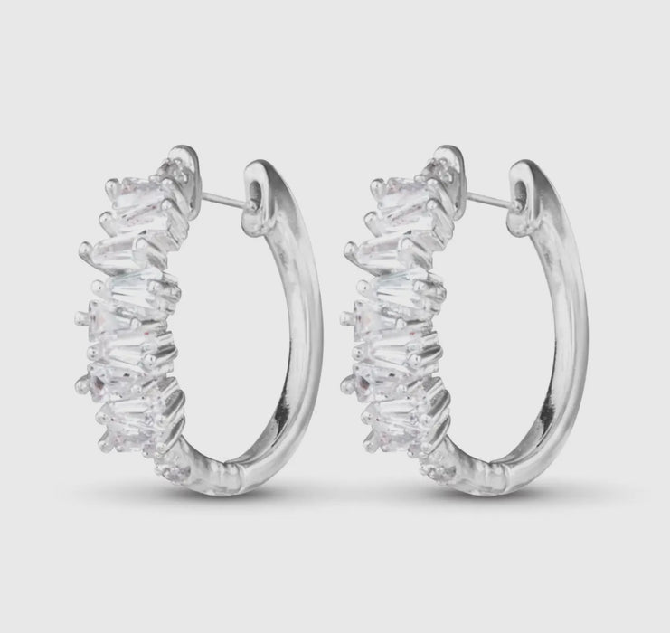 Baguette CZ Huggie Earrings