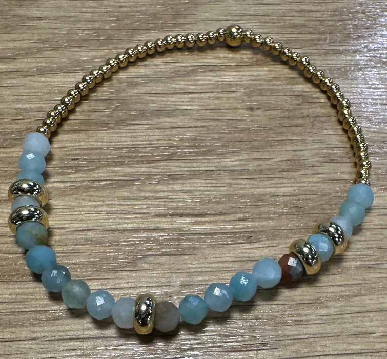 Various Gemstone & Gold Bead Bracelets.  High Quality Non Tarnish Beads.  Perfect for Stacking.