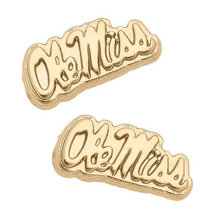 Ole Miss Logo Earrings. 24K Gold Plated by Canvas Style