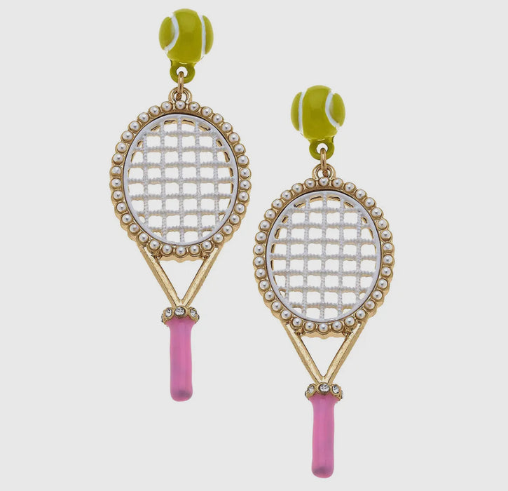 Teddy Enamel Tennis Racket Earrings