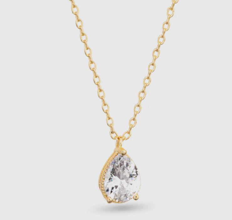 Pear Shaped CZ Solitaire Necklace - 2 Colors!