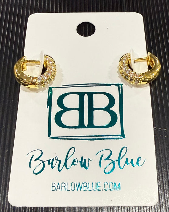18k Gold Plated Zircon Huggie Hoop Earrings