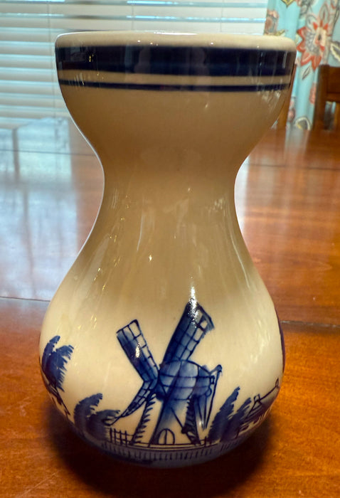 Vintage Bulb Planter Vase Dutch Windmill 6" Delft Blue Holland Windmills