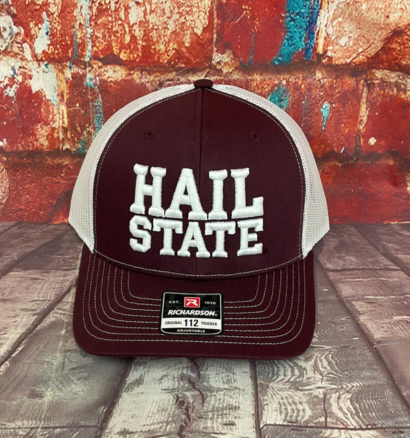 Maroon Hail State Puff Cap