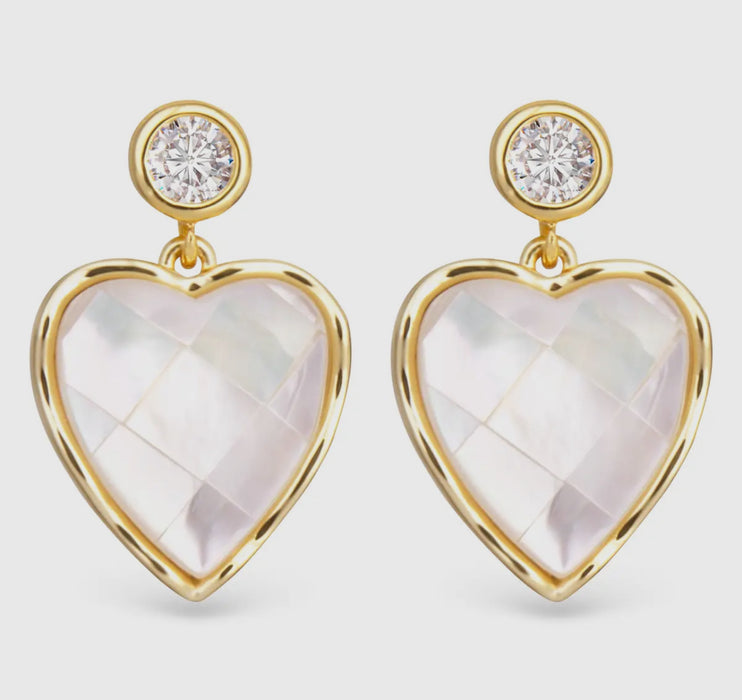 Mother of Pearl Mosaic Heart Earrings