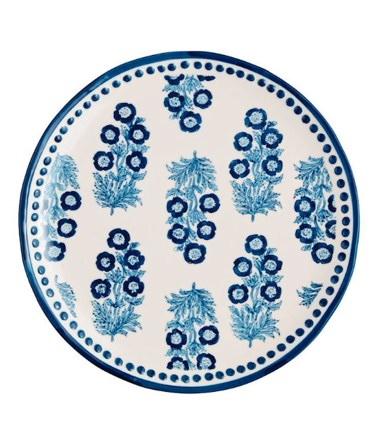 Blue Block Print Large Platter
