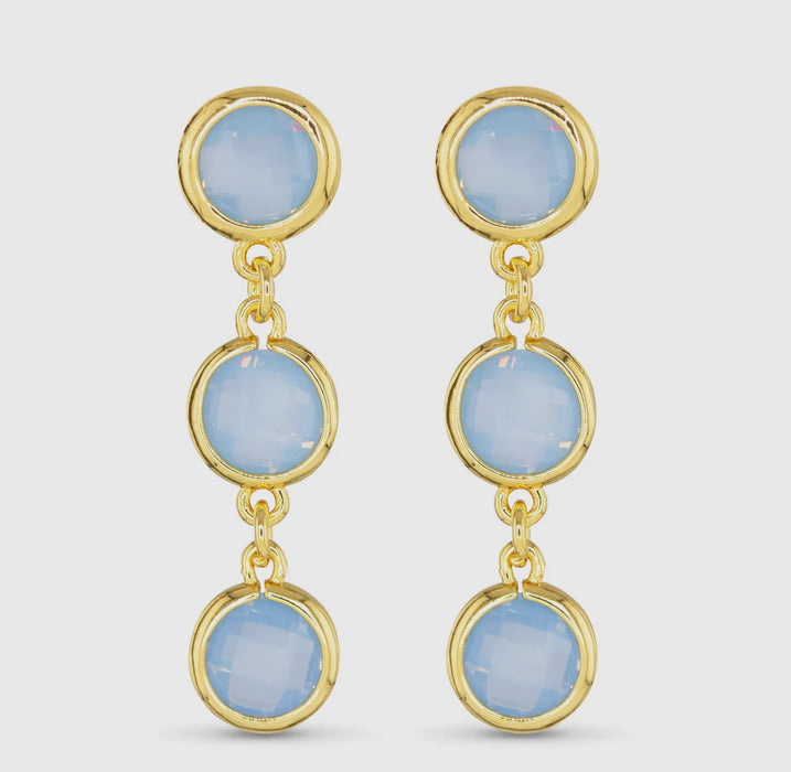 Gold & Blue Faceted CZ Earrings