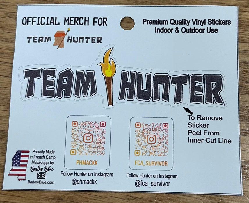 Team Hunter Decal Stickers. OFFICIAL Merch for Hunter McKnight