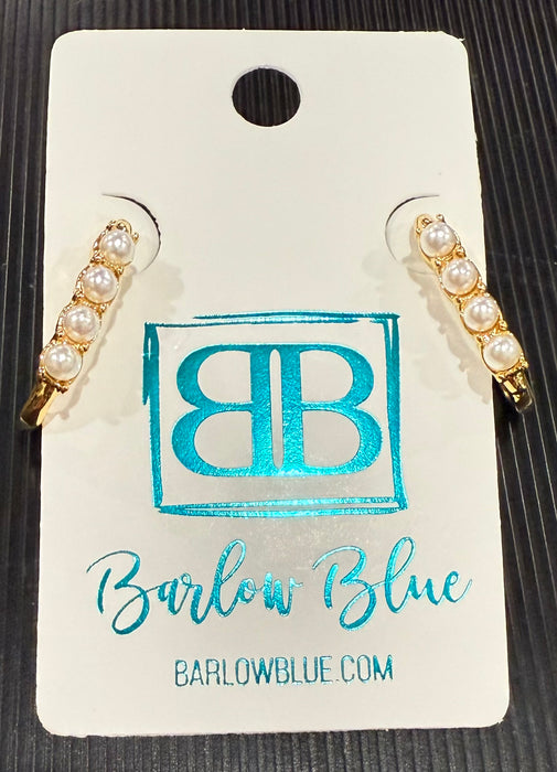 Stainless Steel Waterproof Pearl Hoop Earrings