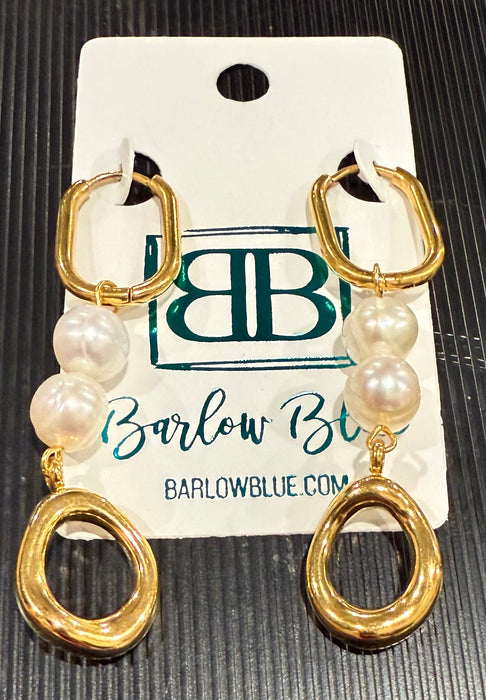 18k Gold Plated Stainless Steel Freshwater Pearl Drop Earrings