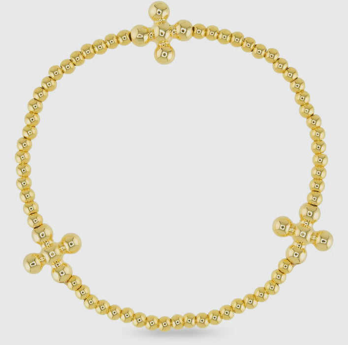 Gold Beaded Cross Stackable Beaded Bracelet