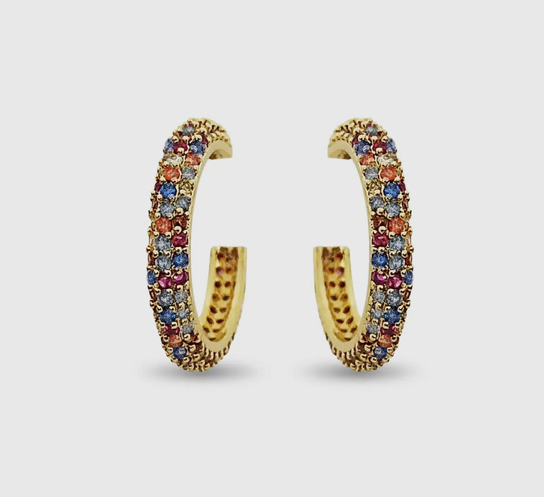Multi Color Open Circle Earrings