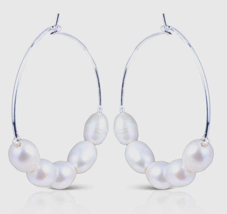 5 Pearl Hoop Earrings
