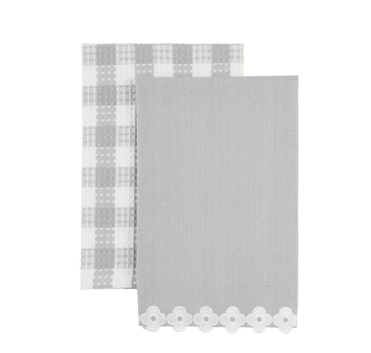 Gray Embroider Edge Towel Set