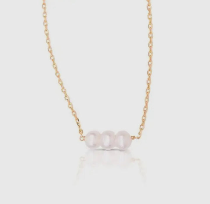 3-Pearl Row Necklace - 2 Colors!