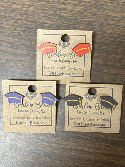 Grad Hat Wooden Earrings - 3 Colors!