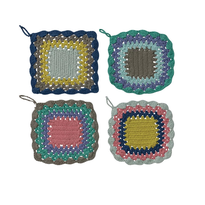 Cotton Crocheted Scalloped Pot Holder, 4 Styles
