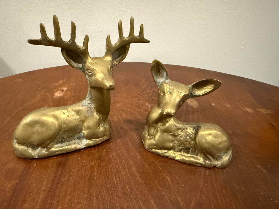 Pair of Vintage Brass Deer – Buck and Doe Figurines