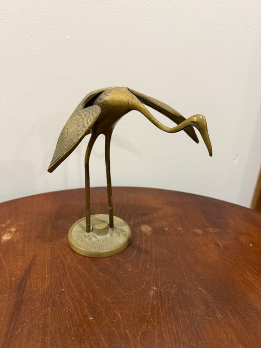 Vintage Brass Crane Heron Egret Figurine – Elegant Bird Sculpture