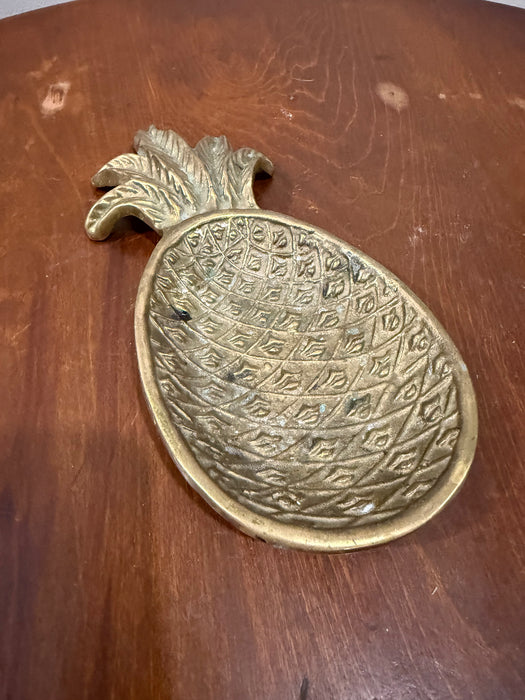 Vintage Brass Pineapple Trinket Dish – Footed Catchall Bowl