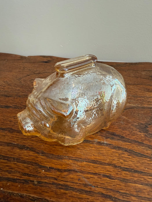 Vintage Iridescent Amber Glass Piggy Bank – 1930s Style