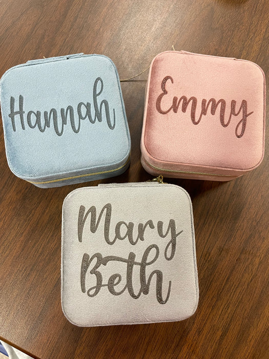 Personalized Small Zip Up Jewelry Box.  Available in Smooth Finish & Velvet.  *Personalization Included!