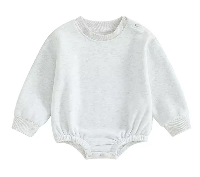 Blank Light Grey Bubble Sweatshirt Romper