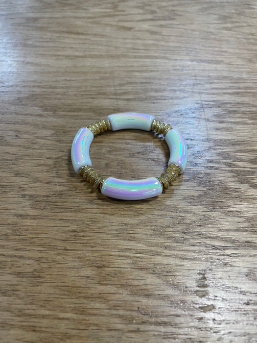 Acrylic Barrel with Gold Discs Bracelets