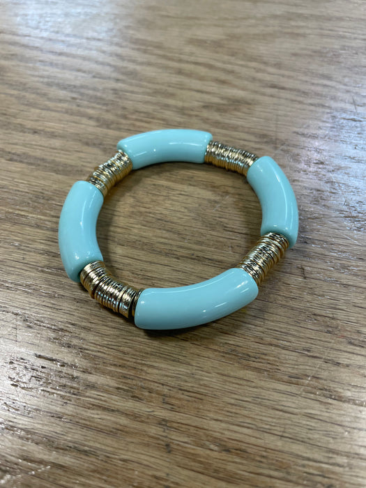 Acrylic Barrel with Gold Discs Bracelets