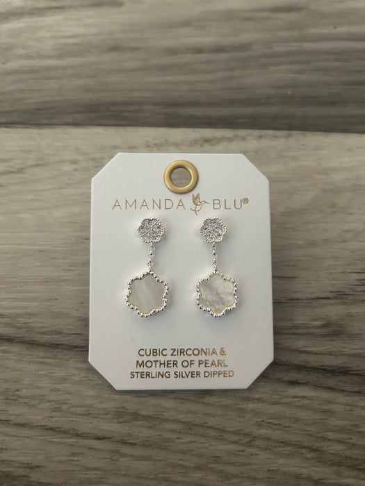 Mother of Pearl Silver Clover Earrings