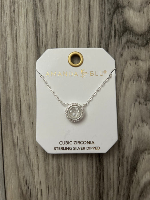 Silver Open Ring Loose CZ Necklace